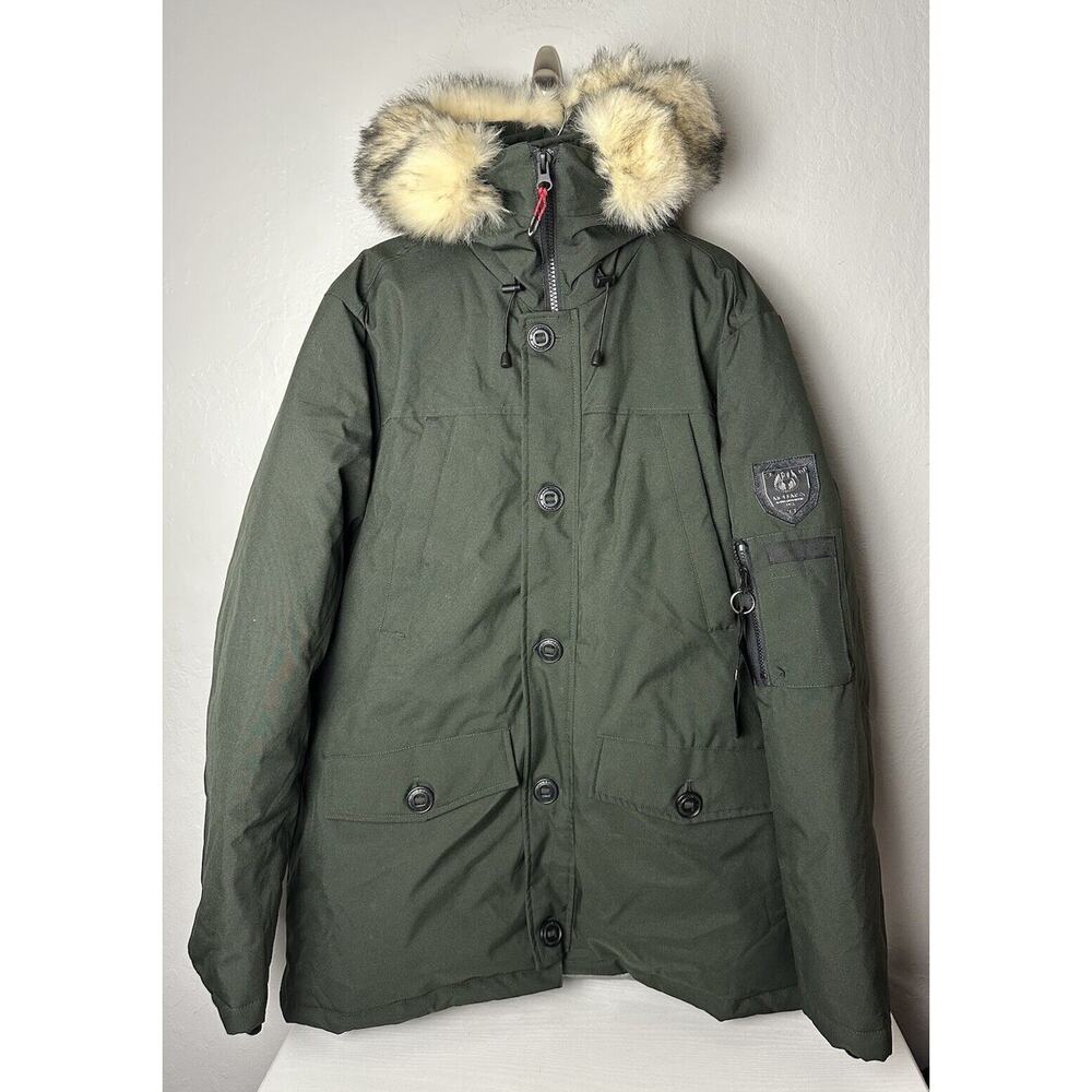 Molemsx Men's XXL Warm Winter Down Jacket Parka Puffer Coat Hood Faux-Fur Trim
